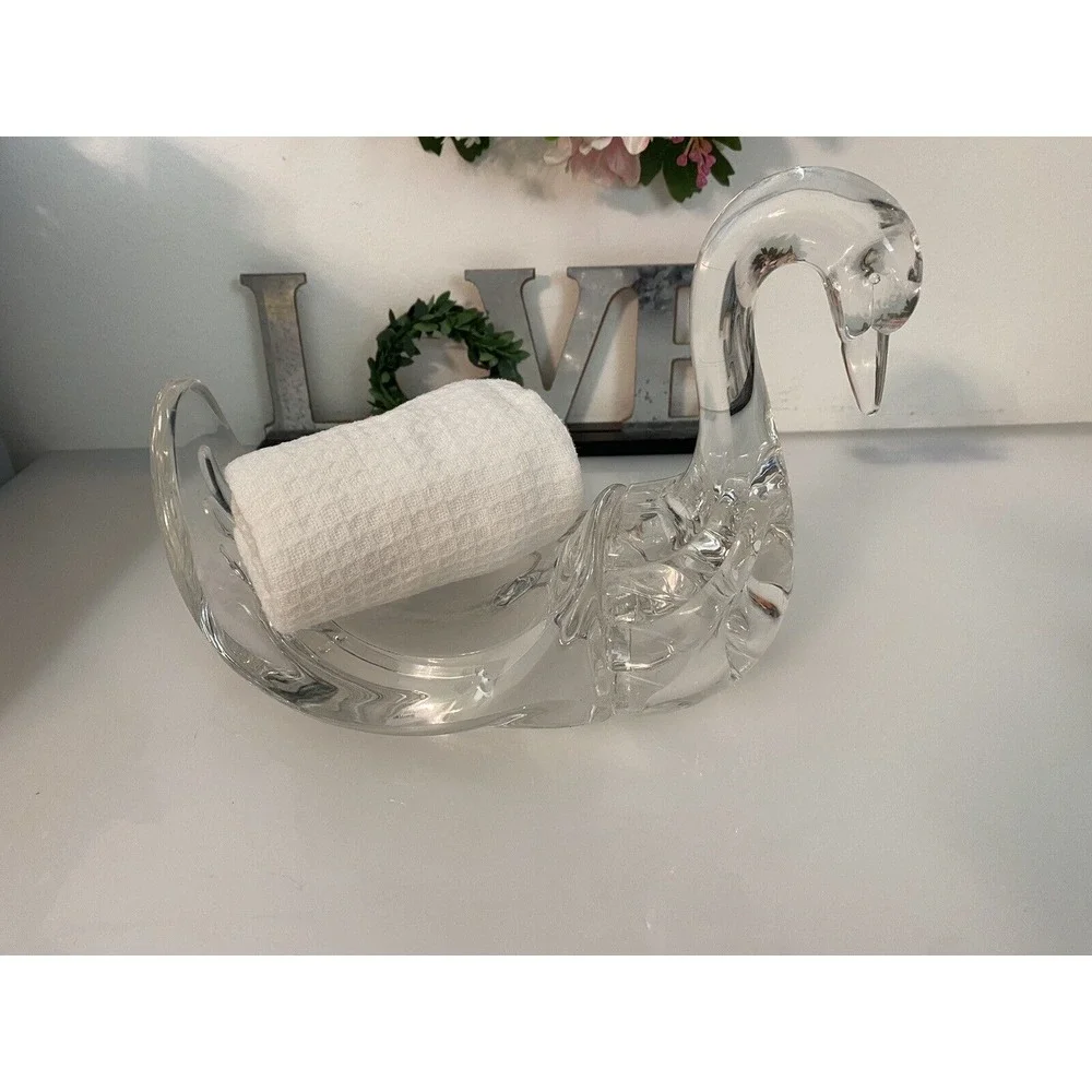 Vintage MCM Lucite Clear‎ Swan Towel Soap or Flower Holder 9